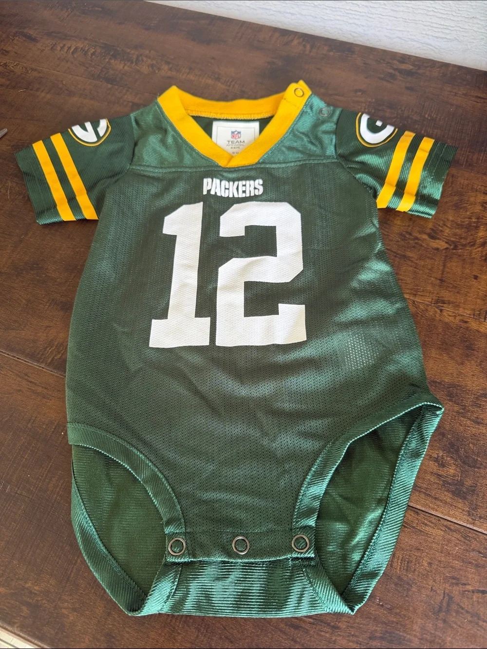 NFL Green and Yellow Packers #12 Infant One-Piece Bodysuit